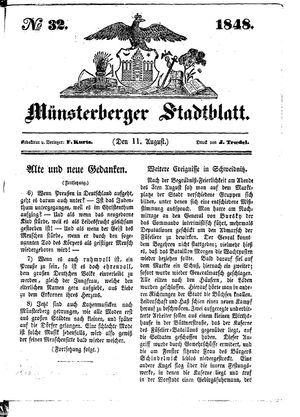Stadt- und Wochenblatt vom 11.08.1848