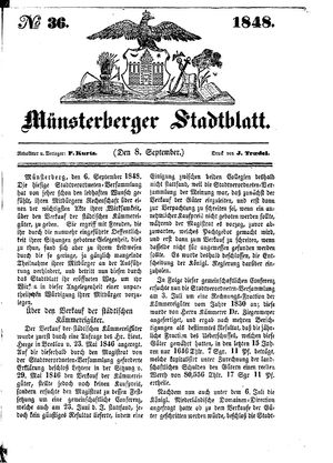 Stadt- und Wochenblatt vom 08.09.1848