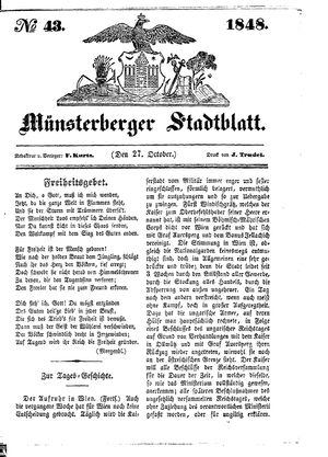 Stadt- und Wochenblatt vom 27.10.1848