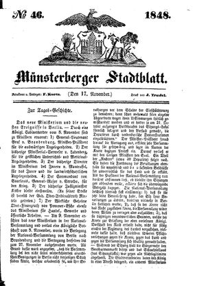 Stadt- und Wochenblatt vom 17.11.1848