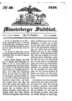 Stadt- und Wochenblatt vom 15.12.1848