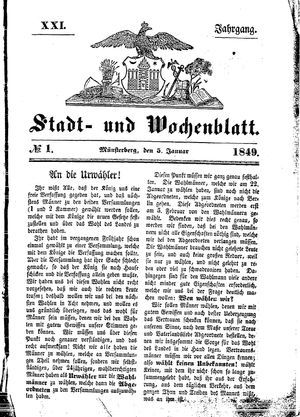 Stadt- und Wochenblatt on Jan 5, 1849