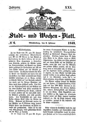 Stadt- und Wochenblatt vom 09.02.1849