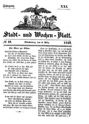 Stadt- und Wochenblatt vom 09.03.1849