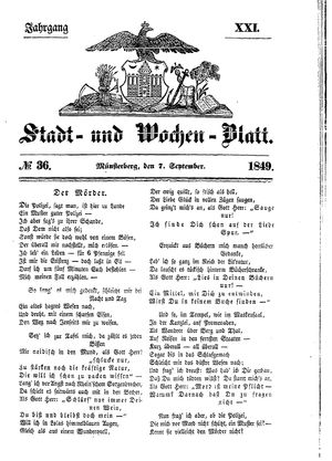 Stadt- und Wochenblatt vom 07.09.1849