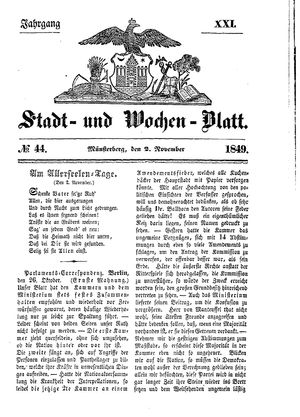 Stadt- und Wochenblatt vom 02.11.1849