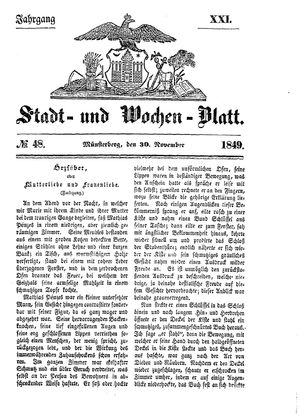 Stadt- und Wochenblatt vom 30.11.1849