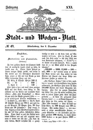 Stadt- und Wochenblatt vom 07.12.1849