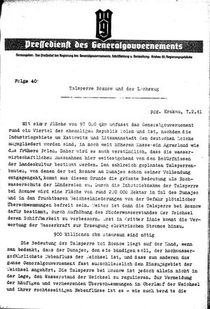 Pressedienst des Generalgouvernements / Pressechef der Regierung des Generalgouvernements vom 07.02.1941