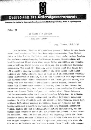 Pressedienst des Generalgouvernements / Pressechef der Regierung des Generalgouvernements vom 06.06.1941