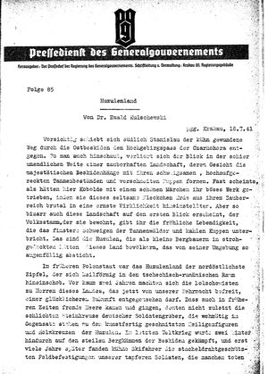 Pressedienst des Generalgouvernements / Pressechef der Regierung des Generalgouvernements vom 18.07.1941