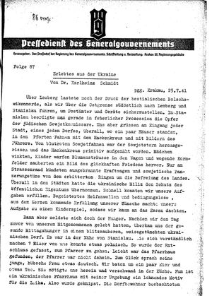 Pressedienst des Generalgouvernements / Pressechef der Regierung des Generalgouvernements vom 25.07.1941
