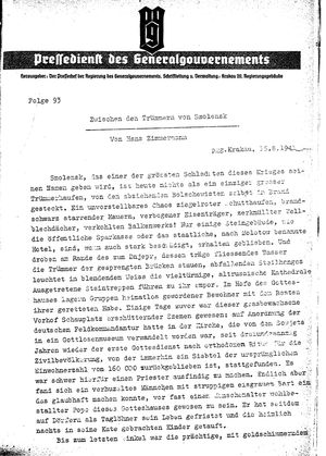 Pressedienst des Generalgouvernements / Pressechef der Regierung des Generalgouvernements vom 15.08.1941
