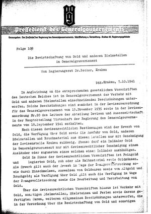Pressedienst des Generalgouvernements / Pressechef der Regierung des Generalgouvernements vom 07.10.1941