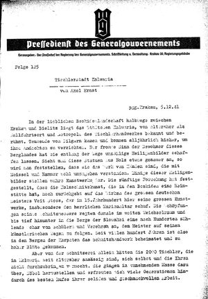 Pressedienst des Generalgouvernements / Pressechef der Regierung des Generalgouvernements vom 05.12.1941