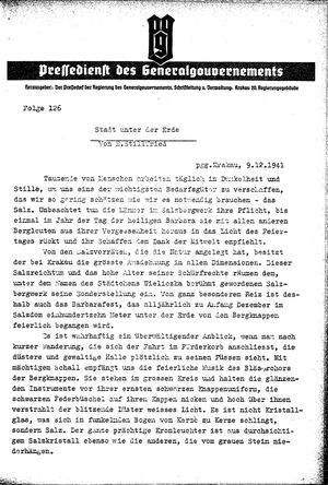 Pressedienst des Generalgouvernements / Pressechef der Regierung des Generalgouvernements vom 09.12.1941