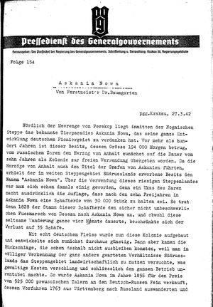 Pressedienst des Generalgouvernements / Pressechef der Regierung des Generalgouvernements on Mar 27, 1942