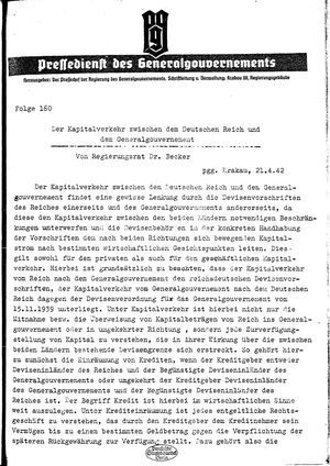 Pressedienst des Generalgouvernements / Pressechef der Regierung des Generalgouvernements on Apr 21, 1942