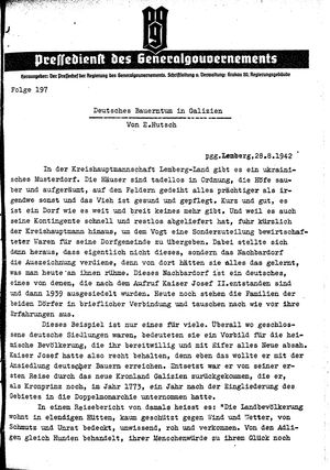 Pressedienst des Generalgouvernements / Pressechef der Regierung des Generalgouvernements on Aug 28, 1942