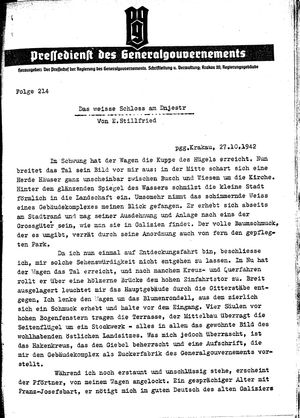 Pressedienst des Generalgouvernements / Pressechef der Regierung des Generalgouvernements vom 27.10.1942