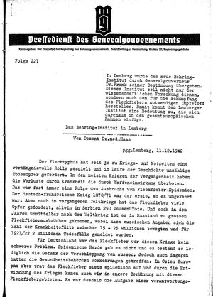 Pressedienst des Generalgouvernements / Pressechef der Regierung des Generalgouvernements vom 11.12.1942