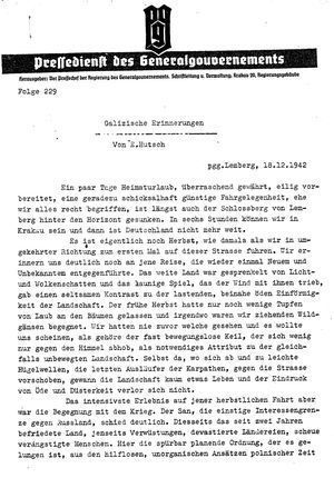 Pressedienst des Generalgouvernements / Pressechef der Regierung des Generalgouvernements vom 18.12.1942