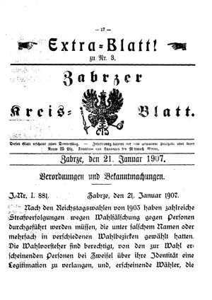 Zabrzer Kreis-Blatt on Jan 21, 1907