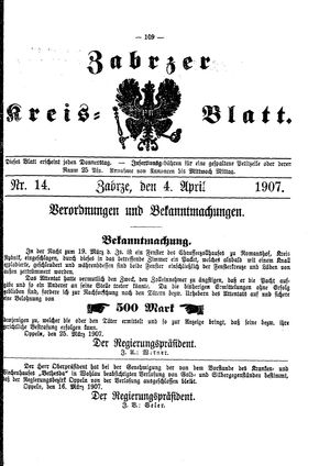 Zabrzer Kreis-Blatt vom 04.04.1907