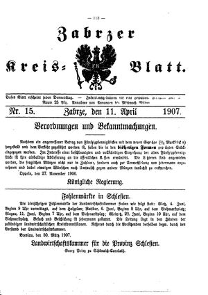 Zabrzer Kreis-Blatt on Apr 11, 1907