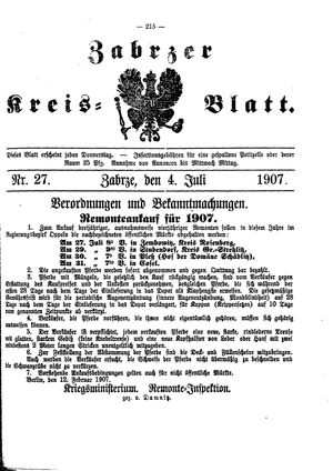 Zabrzer Kreis-Blatt vom 04.07.1907