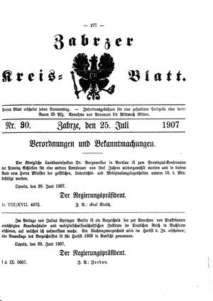 Zabrzer Kreis-Blatt vom 25.07.1907