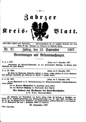 Zabrzer Kreis-Blatt vom 12.09.1907