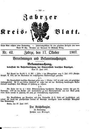 Zabrzer Kreis-Blatt vom 17.10.1907