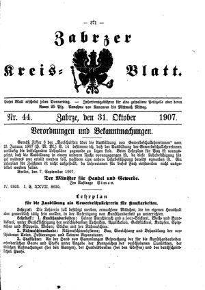 Zabrzer Kreis-Blatt vom 31.10.1907
