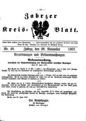 Zabrzer Kreis-Blatt on Nov 28, 1907