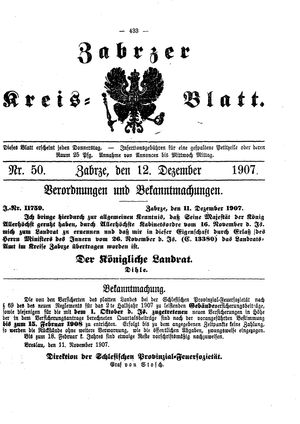 Zabrzer Kreis-Blatt vom 12.12.1907