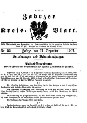 Zabrzer Kreis-Blatt vom 27.12.1907