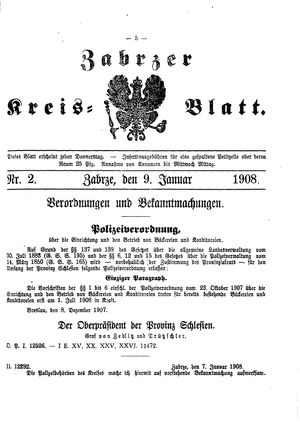 Zabrzer Kreis-Blatt on Jan 9, 1908