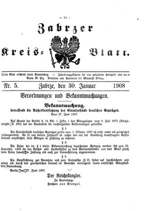 Zabrzer Kreis-Blatt vom 30.01.1908