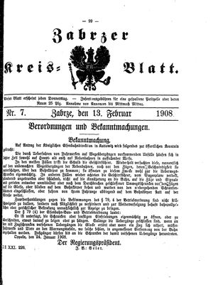 Zabrzer Kreis-Blatt vom 13.02.1908