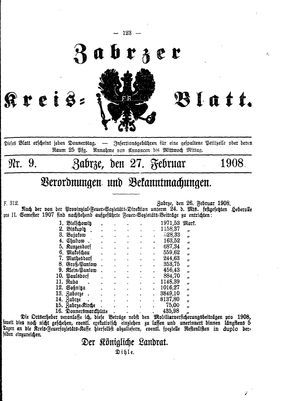 Zabrzer Kreis-Blatt vom 27.02.1908