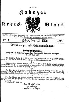 Zabrzer Kreis-Blatt vom 12.03.1908