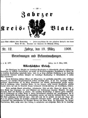 Zabrzer Kreis-Blatt vom 19.03.1908