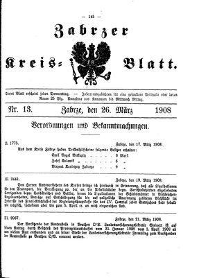 Zabrzer Kreis-Blatt vom 26.03.1908