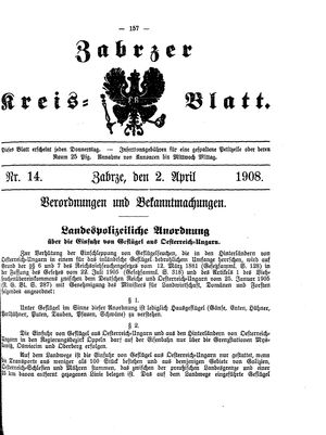 Zabrzer Kreis-Blatt vom 02.04.1908