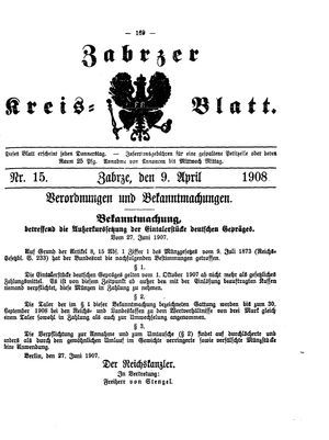 Zabrzer Kreis-Blatt vom 09.04.1908