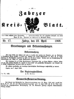 Zabrzer Kreis-Blatt vom 23.04.1908