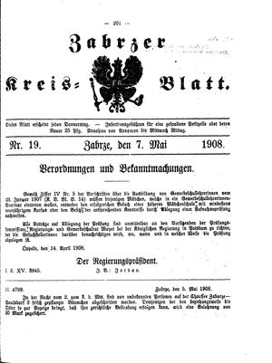 Zabrzer Kreis-Blatt vom 07.05.1908