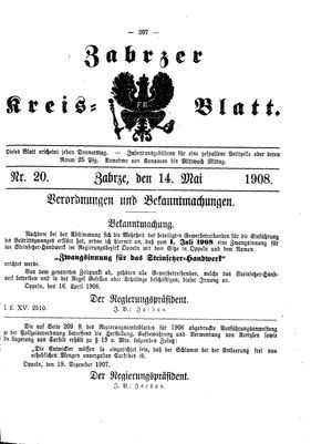 Zabrzer Kreis-Blatt vom 14.05.1908