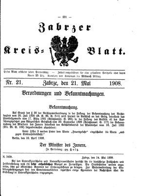 Zabrzer Kreis-Blatt vom 21.05.1908